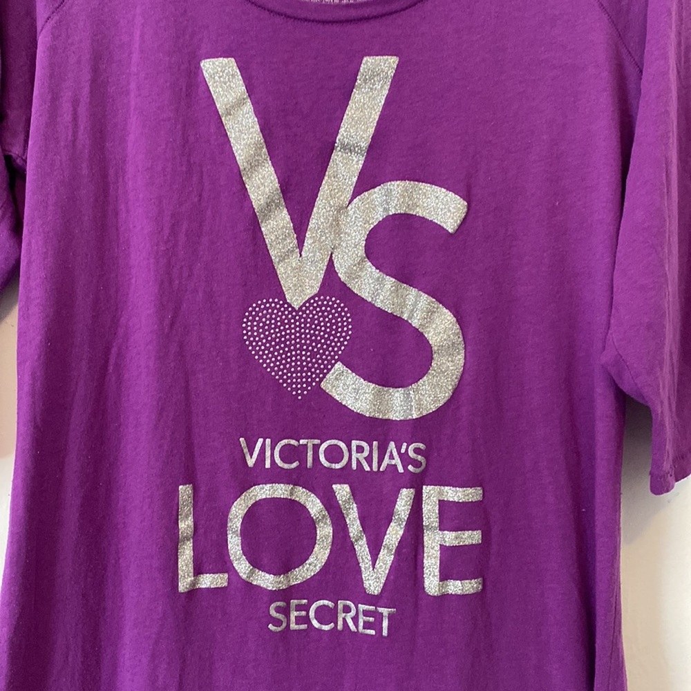 Victoria’s Secret Pajama Shirt, Purple and silver, size large - Picture 2 of 6